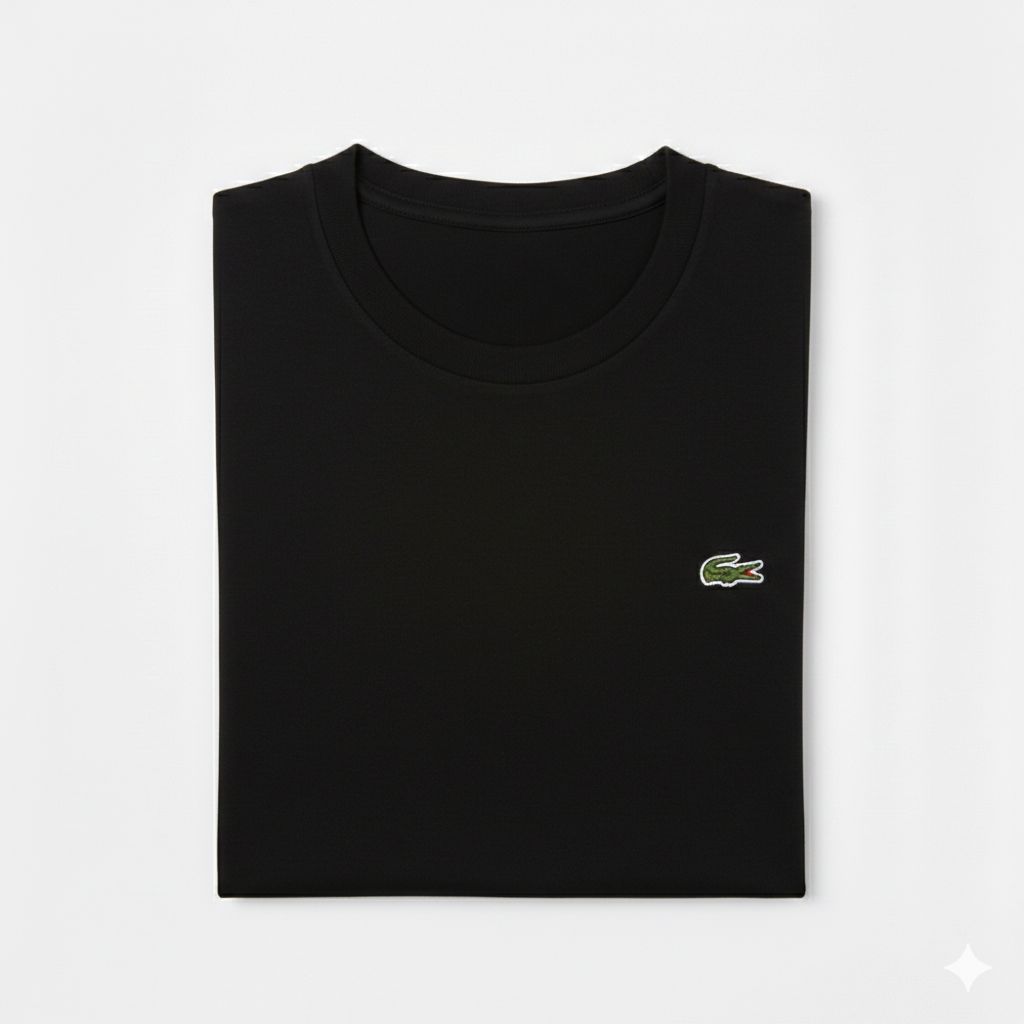 REMERA BASICA CLASICA - NEGRO - LOGO TRADICIONAL - LC