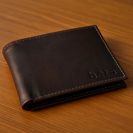 BILLETERA DE CUERO VACUNO FURIOSO - BETA CLASSIC - MARRON